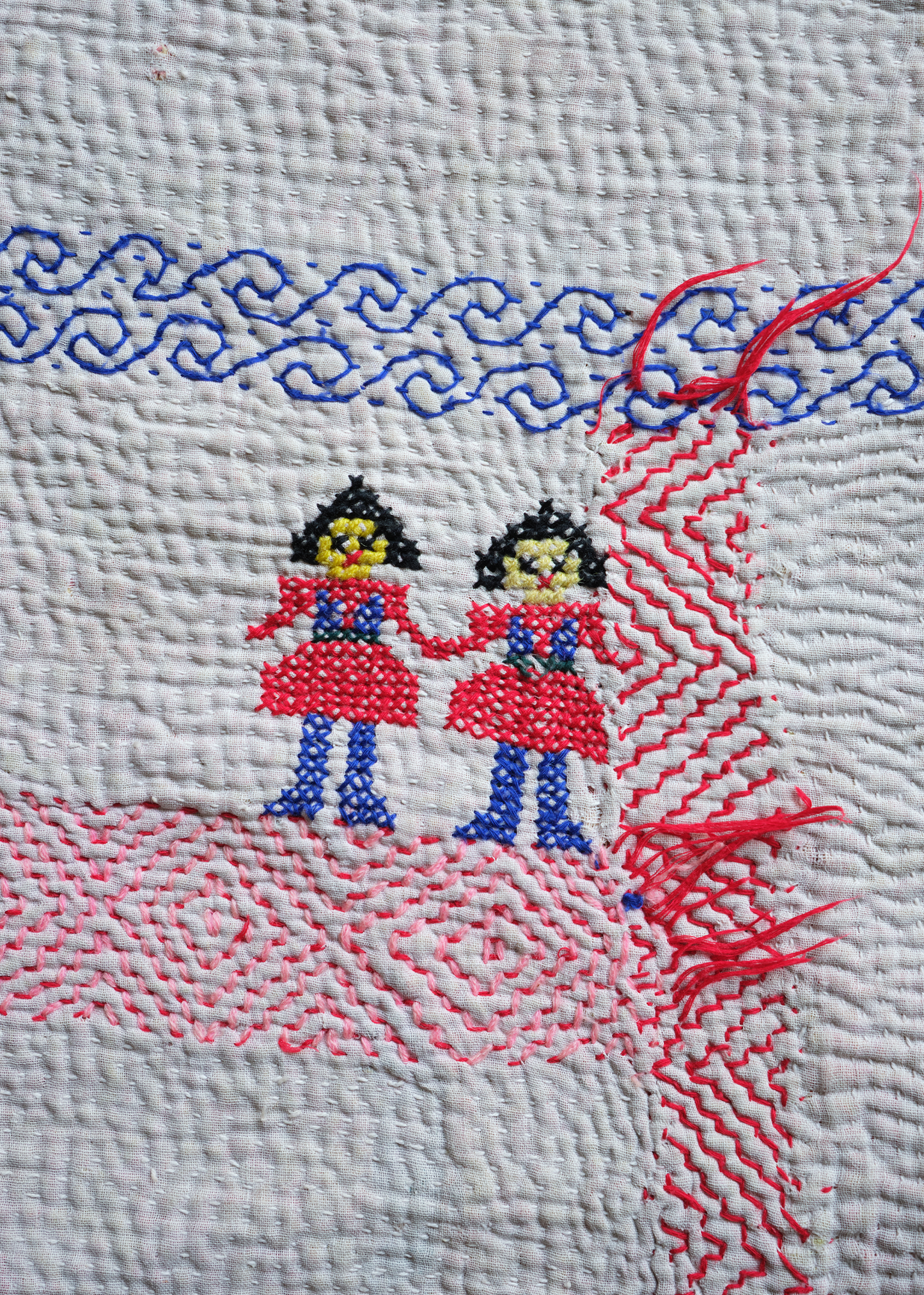 Holding Hands - Vintage Kantha Quilt