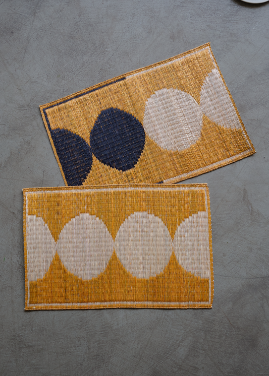 Wabi Handwoven Masland Placemats - Set of 2 in Black & White